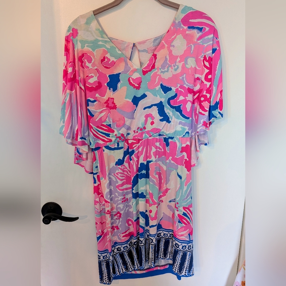 Lilly Pulitzer Pink and Blue Resort Midi Dress